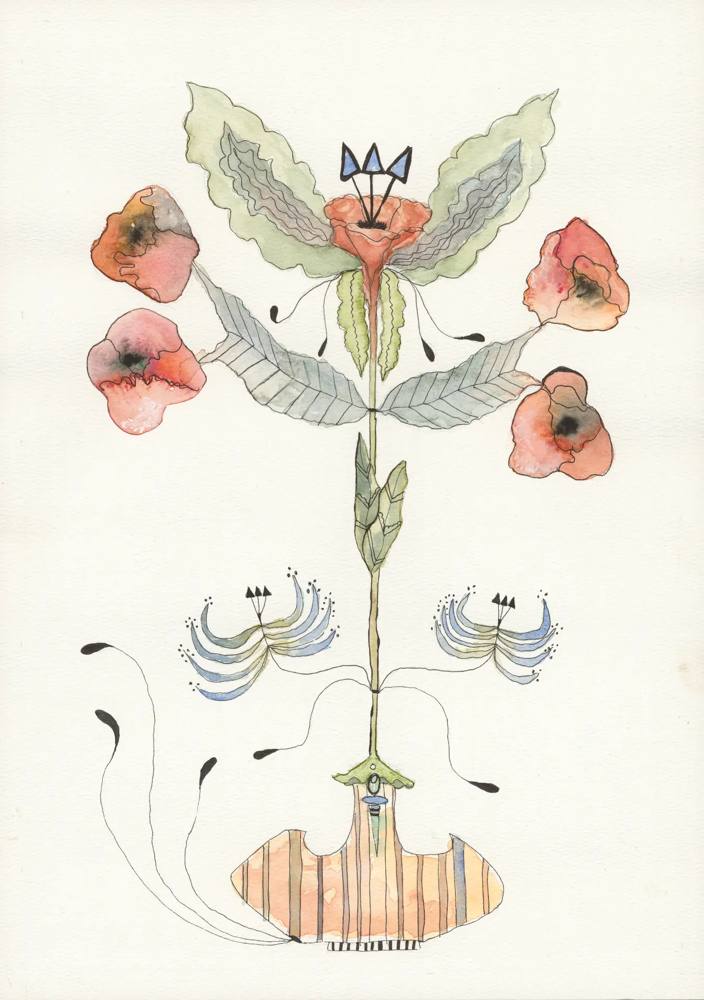 Symétrie — Akvarell & tusch på papper